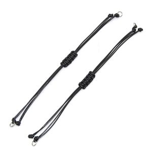 Verstellbare 0,8 mm schwarze Kordel aus koreanischem Wachs mit silbernen Metallringen