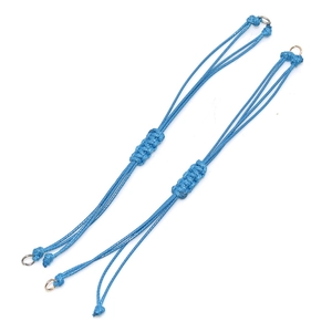 Royal blue braided wax cord DIY jewelry bracelet with metal loops in a pair set
