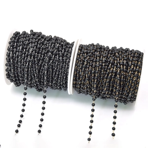 Black Faux Artificial Pearl Copper Plated Bead Chain Roll For DIY Jewelry Making Vintage Handmade Necklace Bracelet Craft Material