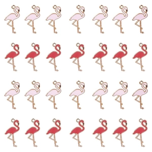 Colgante de Flamenco de Dibujos Animados de Aleación con Esmalte para Fabricación de Collares Pulseras Accesorios DIY Rosa Rojo
