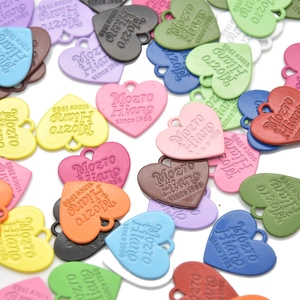 Pendentifs cœur colorés pour DIY avec gravure Mozto Hiano pour colliers et bracelets