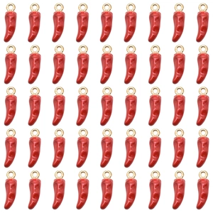 Red Chili Pepper Enamel Pendant Alloy DIY Jewelry Making Accessory For Necklace Bracelet Keychain Fun Vegetable Charm