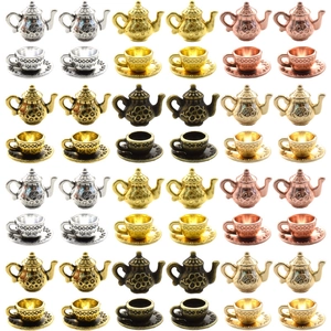 Vintage Alloy Miniature Teapot Coffee Cup Charms For DIY Jewelry Making Dollhouse Decoration Craft Pendants Findings