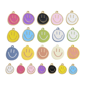 Cute Smiley Face Enamel Alloy Pendants DIY Jewelry Accessories For Necklace Bracelet Making Colorful Drip Oil Charms