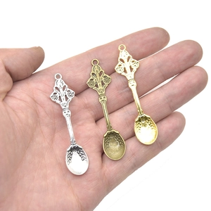 Ciondoli a cucchiaio vintage per collane DIY e portachiavi in argento bronzo e oro