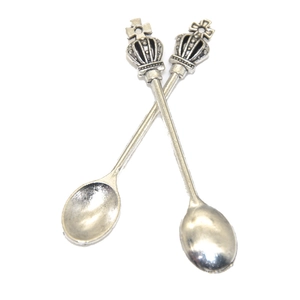 Vintage silver cutlery pendants with crown and cross details for DIY jewelry making
