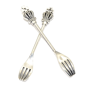 Vintage silver crown cross fork charms for DIY handmade jewelry necklace and bracelet