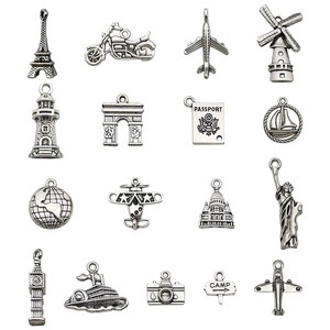 Vintage Legierung Reise Anhänger DIY Schmuck Zubehör Eiffelturm Flugzeug Reisepass Kamera Antik Silber Charms Für Handwerk