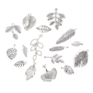 Colección de colgantes de hoja de aleación de plata vintage para joyería DIY