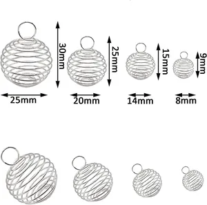 Tabella taglie per pendenti a gabbia a spirale in metallo argento da 30mm fino a 9mm