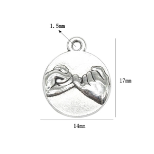 Ciondolo promessa Pinky Swear argento per gioielli DIY, ciondolo vintage 14x17mm