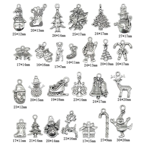 25 Stücke antike silberne Weihnachtsanhänger mit Schneemann und Rentier für DIY Schmuck