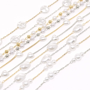 Artificial Pearl Beaded Copper Chain For DIY Jewelry Making Irregular Baroque Pearl Necklace Bracelet Accessories Handmade Decoration