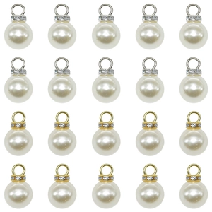 ABS Faux Artificial Pearl Pendants With Rhinestone Metal Loop For Jewelry Making Necklace Bracelet DIY Crafting Findings Accessory