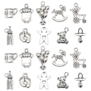 Antique Silver Zinc Alloy Baby Series Charms For DIY Jewelry Making Rocking Horse Milk Bottle Bear Pendants Handcraft Accessories