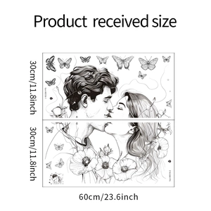 Line art wall sticker detail showing the 60x30cm DIY product dimensions and components