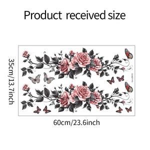 Spécifications de taille pour les autocollants de fenêtre statiques roses et papillons