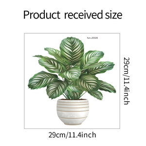 Size diagram of green plant static window sticker showing 29cm x 29cm dimensions