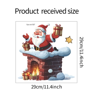 Detailed view of Santa Claus Christmas wall sticker with precise dimension markings