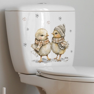 Adesivi per WC con pulcini cartoni animati, cappelli invernali e fiocchi di neve decor