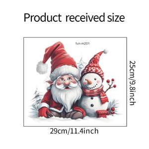 Détails des stickers de Noël Père Noël et Bonhomme de neige, dimensions 29cm x 25cm