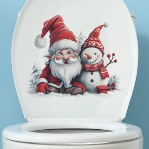 Autocollant de Couvercle de Toilette de Noël Père Noël Bonhomme de Neige Imperméable PVC Décalcomanie Murale de Salle de Bain