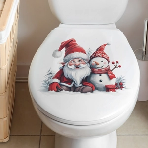 Sticker décoratif pour abattant WC avec Père Noël et bonhomme de neige festif