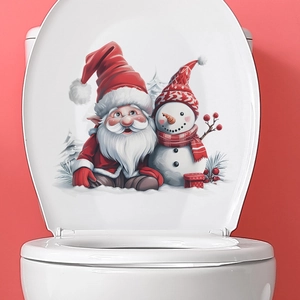 Sticker de toilette Père Noël et Bonhomme de neige pour décoration de salle de bain