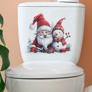 Stickers de Noël Père Noël et Bonhomme de neige pour décoration festive des WC