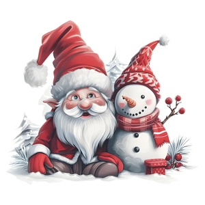 Sticker de Noël festif avec Père Noël et bonhomme de neige pour décoration maison