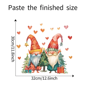 Detailed size view of Christmas gnomes wall sticker with 32x30cm finished dimensions