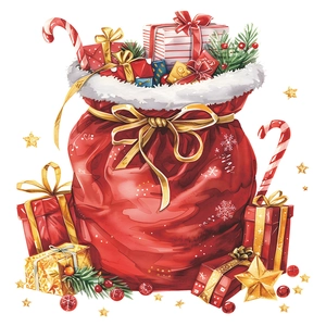 Festive Christmas gift bag set with red gift boxes and candy canes decoration