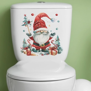 Niedlicher Weihnachtsmann Gnome WC-Sitz Aufkleber für festliche Badezimmer Deko