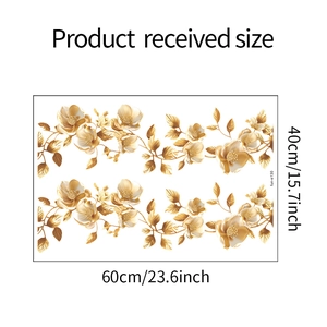 Dettagli dimensioni per gli adesivi murali fiori dorati 60x40cm per decorazione d'interni