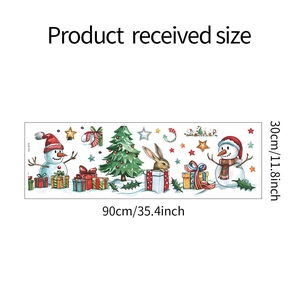 Christmas wall decal layout with snowmen, tree and gift boxes on 90x30cm sheet