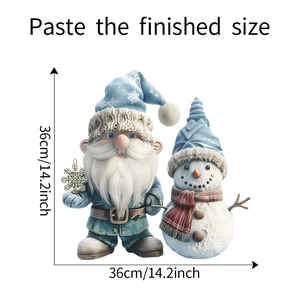 Détail des stickers muraux de Noël gnome et bonhomme de neige 36x36cm pour décoration