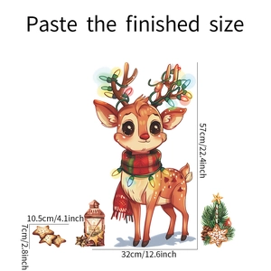 Detailansicht Cartoon Rentier Wandtattoo mit Maßen 57x32cm für Weihnachtsdekoration