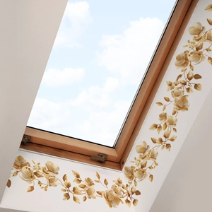 Eleganti adesivi murali fiori dorati con motivi a vite per decorare camera e salone