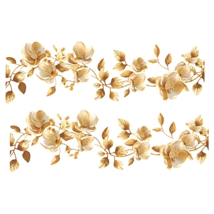 Eleganti adesivi murali con fiori dorati metallizzati per decorare casa e salotto
