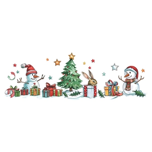 Christmas snowman and tree wall stickers for holiday bedroom and living room decor