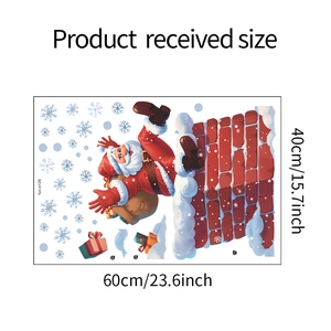 Détail du sticker mural Père Noël et cheminée avec dimensions de 40x60 cm de haut