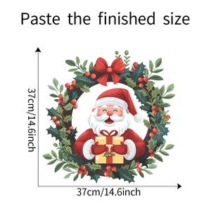 Sticker mural couronne Père Noël de 37cm pour décoration festive de maison et de salon