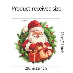 Detailed view of Santa Claus wall sticker with size measurements 28cm x 28cm