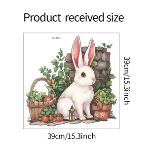 Sticker mural lapin style pastoral avec détails des dimensions 39x39 cm et motif