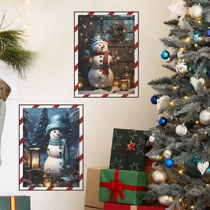 Christmas Snowman Snowflake Wall Stickers PVC Waterproof Decorative Winter Holiday Window Decals For Living Room Bedroom