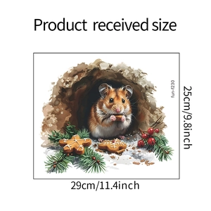 Squirrel wall sticker with dimensions 29x25cm featuring pine branches and cookies
