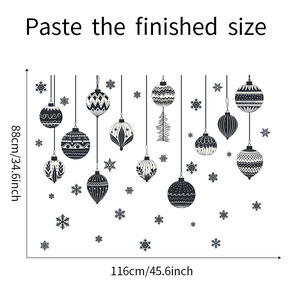 Dimensions finales pour les stickers muraux de boules de Noël et de flocons de neige