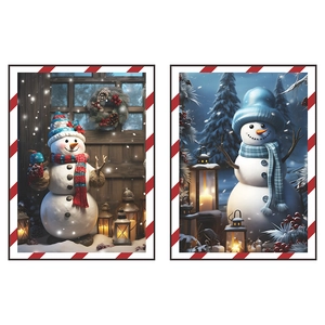 Christmas wall stickers with cute snowman and snowflake illustrations for home decoration