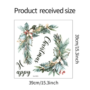Detail of Christmas wall sticker with holly leaves, red berries and festive typography