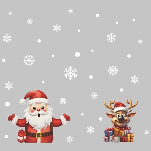 Cartoon Santa Claus reindeer and snowflakes window stickers for Christmas home decoration